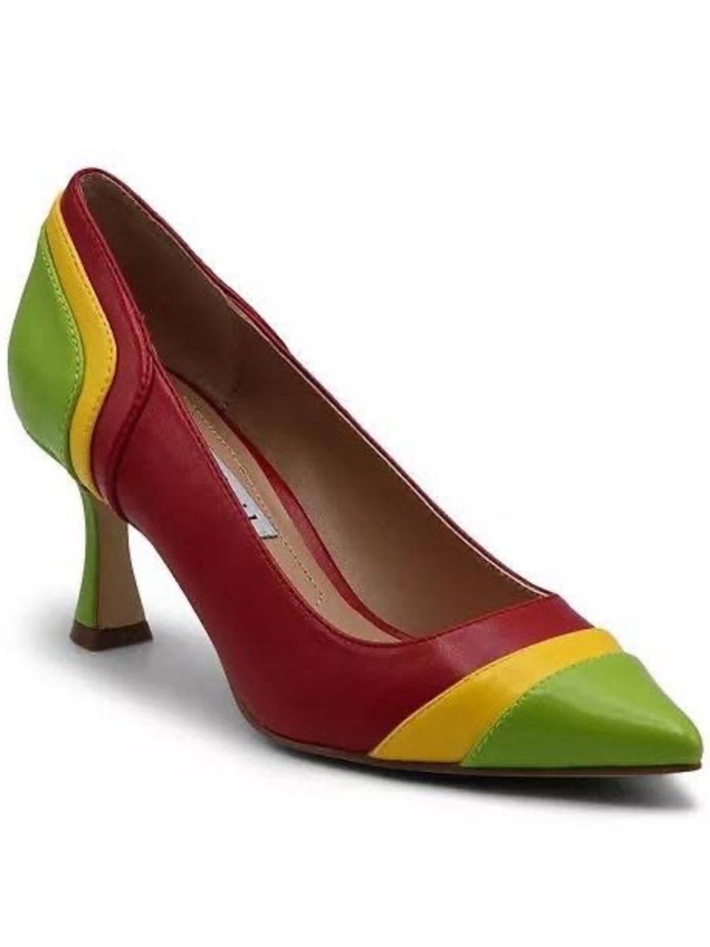 Charles David Colorblock Pointed-Toe Pump in Red, Yellow & Green